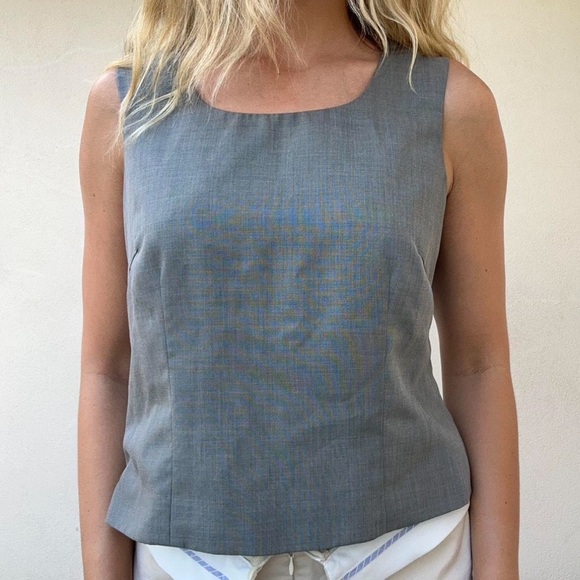 Grey suit like structured tank top blouse - Picture 1 of 4